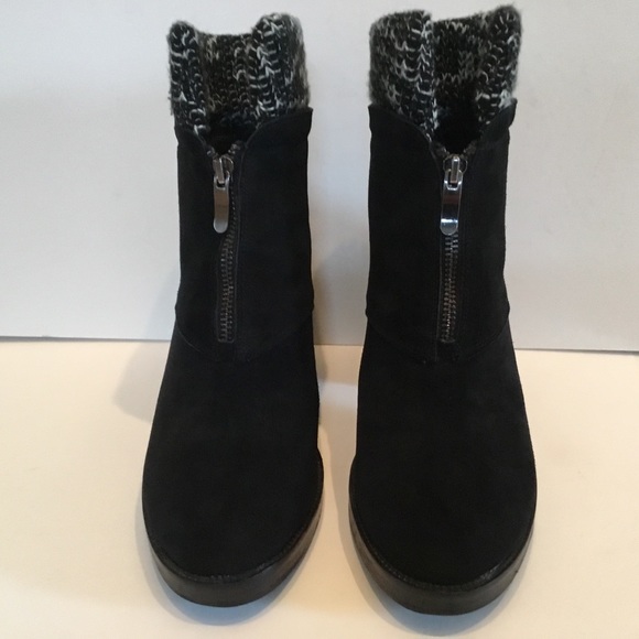 Chinese Laundry Black Suede Marvel Boot front zipper knit cuff - Picture 4 of 8